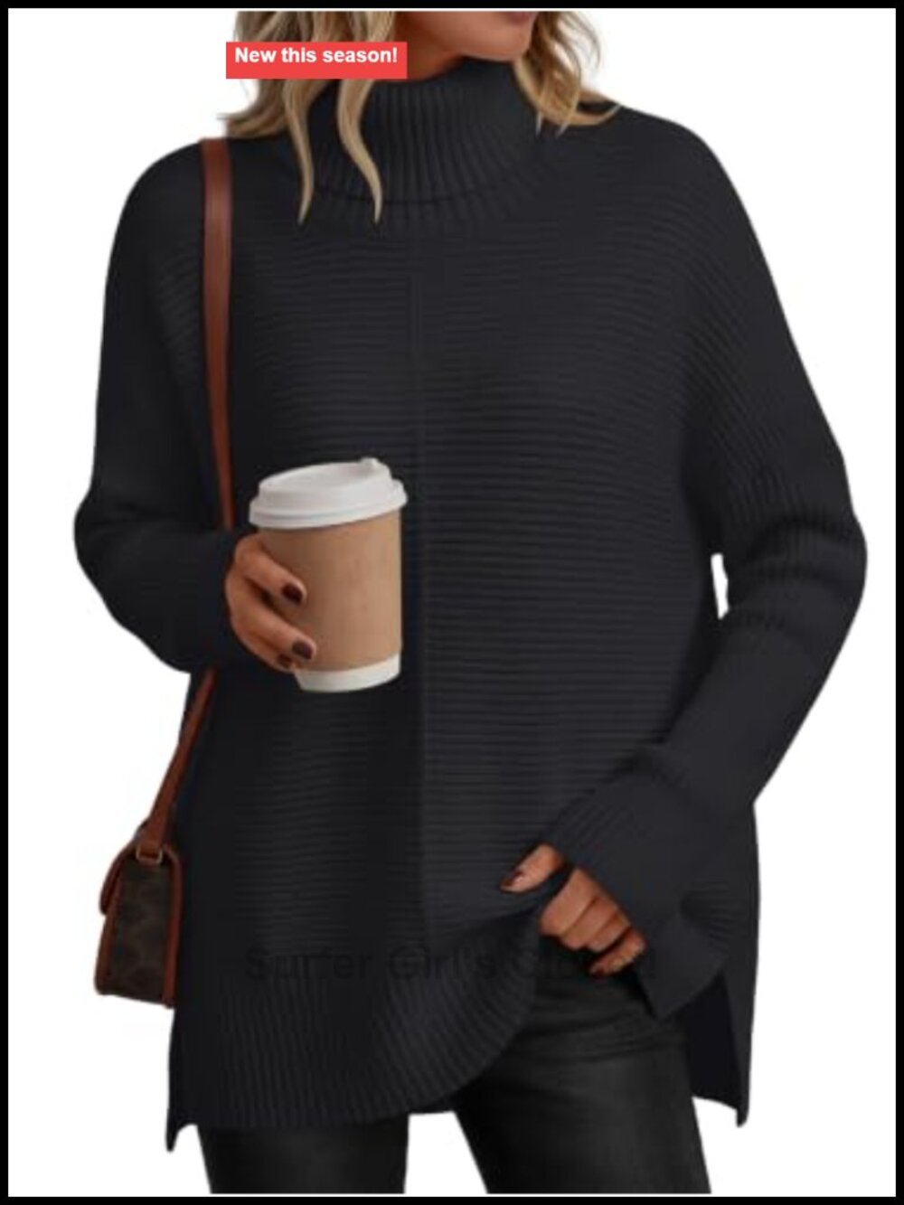 Oversized Roll Neck Turtleneck Sweater Pullover Tunic Long Sleeve
